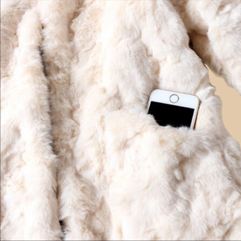 Lux Faux Fur Hand-Beaded Stud Embellished Jacket - Picture 7 of 8